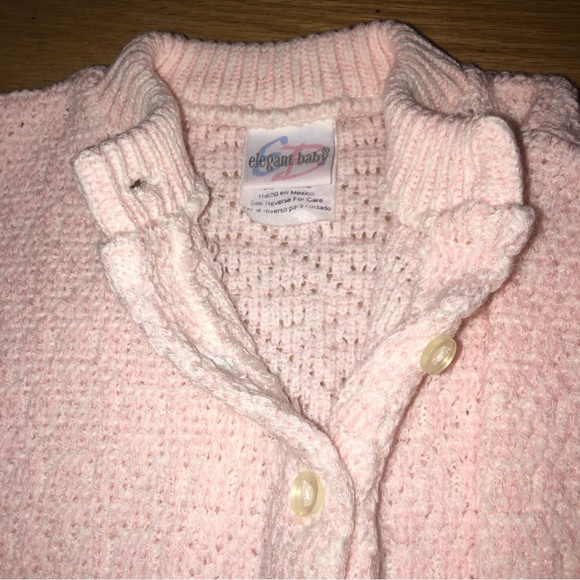 Vintage from year 2000 knitted cardigan pink 0/6 month baby girl - Picture 5 of 6